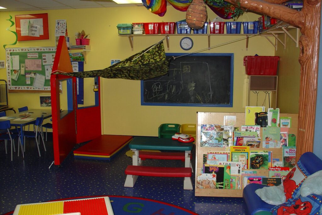 Organize playrooms with areas for various activities.